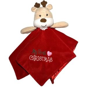 Baby Starters Red My First Christmas Reindeer Security Blanket Rattle Lovey